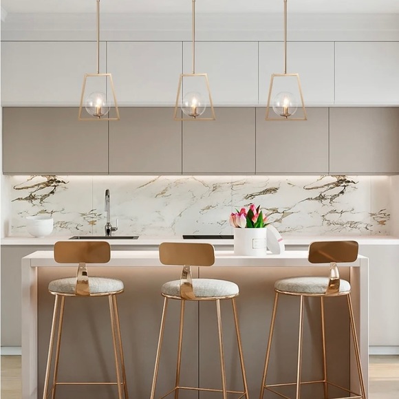 NEW Modern Farmhouse Gold Pendant Geometric Dimmable Kitchen Island Light - Picture 3 of 8